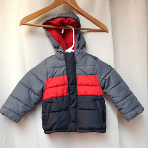 Carters Toddler Boy Winter Puffer Jacket Size 2T fleece lined EUC Adventure